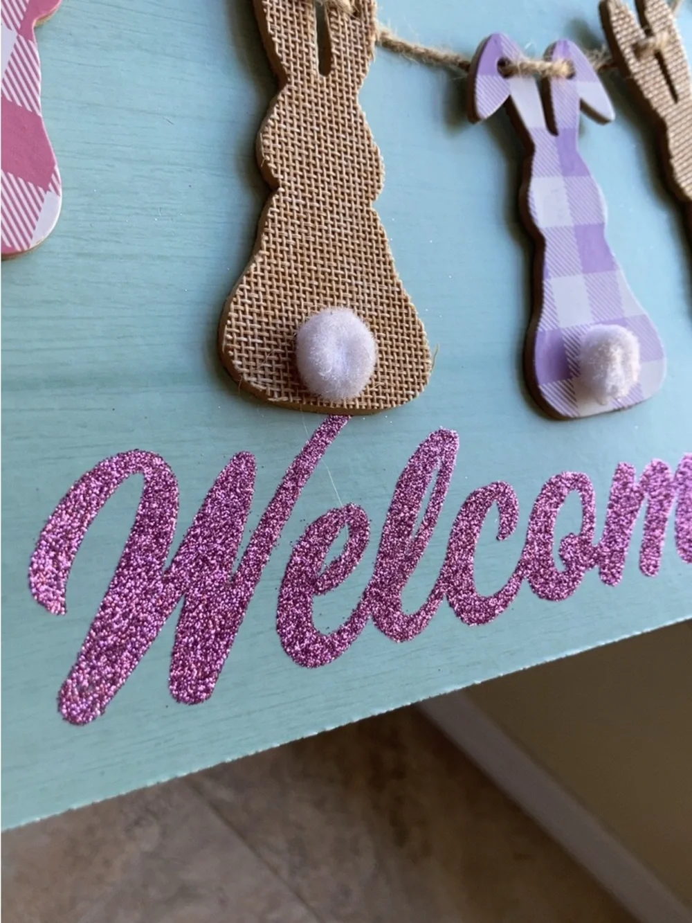 Every bunny welcome Easter spring front door sign decor art NEW 3-d Shabby chic - Picture 10 of 11